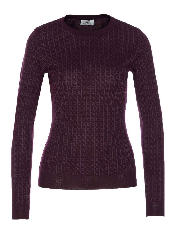 ELISABETTA FRANCHI: crew necks - Bordeaux Sweater