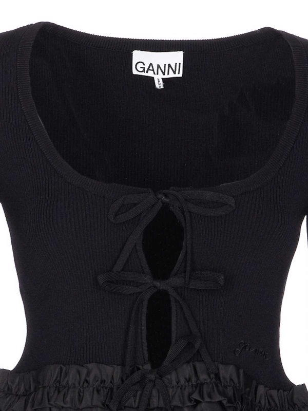 Black Melange Rib Knit Cardigan shop online: GANNI