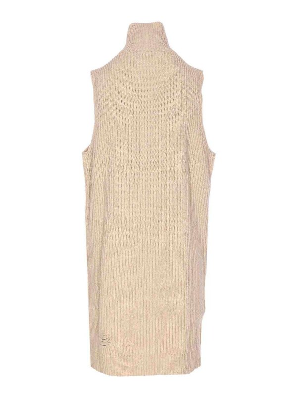 MM6 MAISON MARGIELA: cardigans online - Beige Knitted Zip Closure