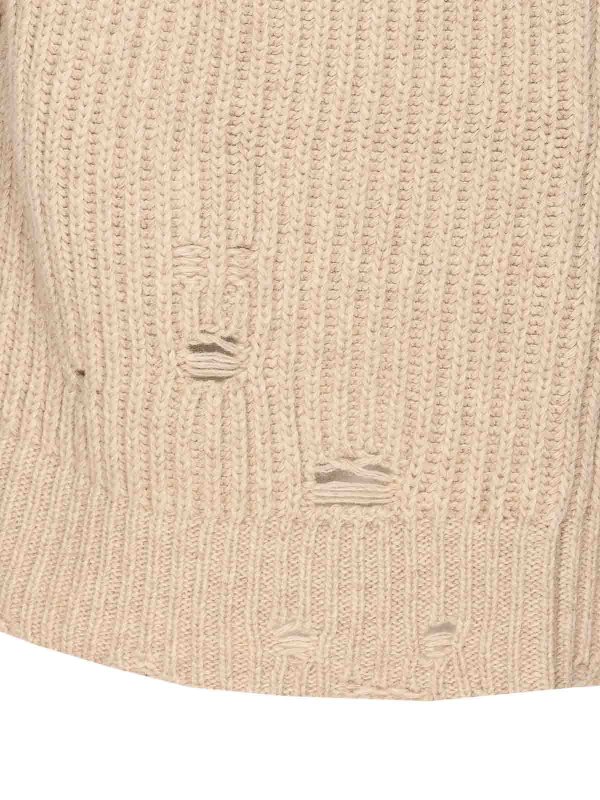 The Best Shops MM6 MAISON MARGIELA: cardigans - Beige Knitted Zip Closure