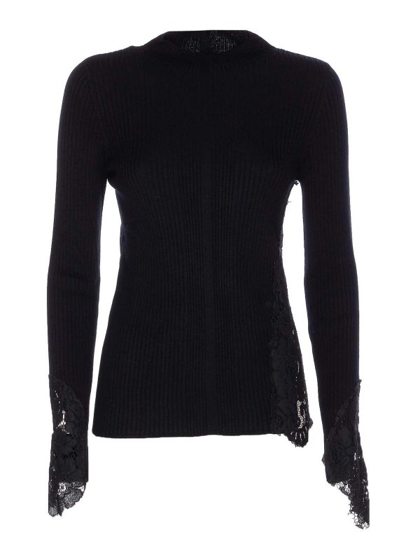 Pinko: Suéteres con cuello pico - Suéter Cuello Redondo - Negro