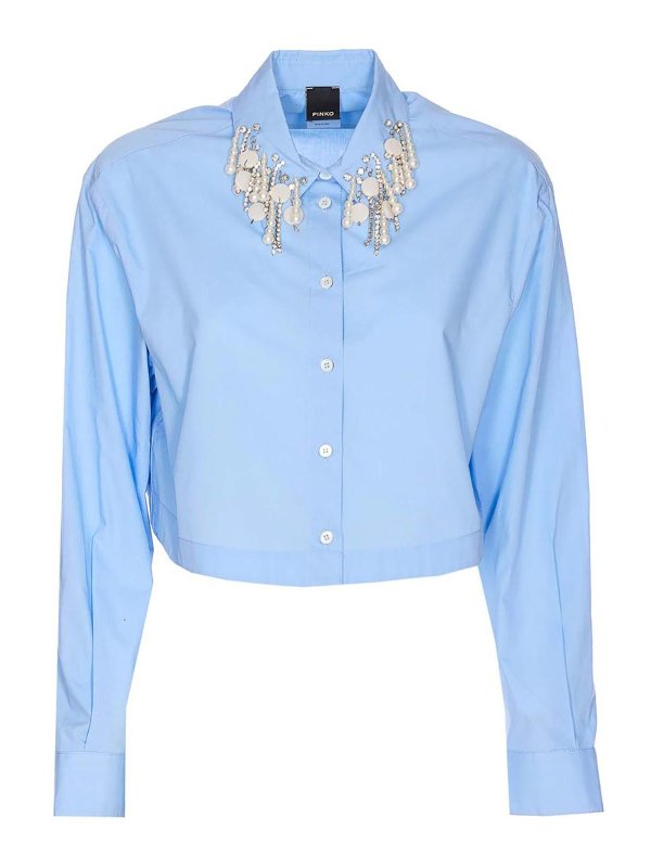 Pinko: shirts - Light Blue Caffelatte Shirt