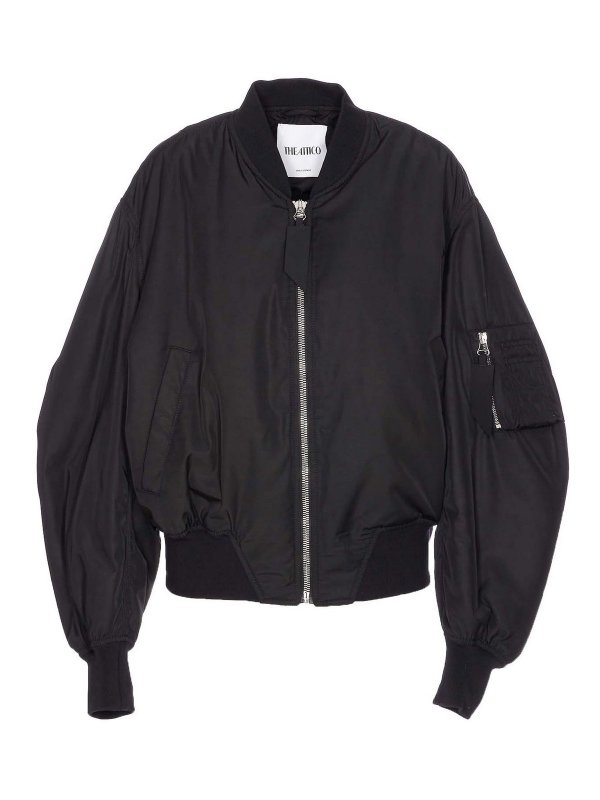 The Attico: bombers - Black Bomber With Frontal Zip Closure