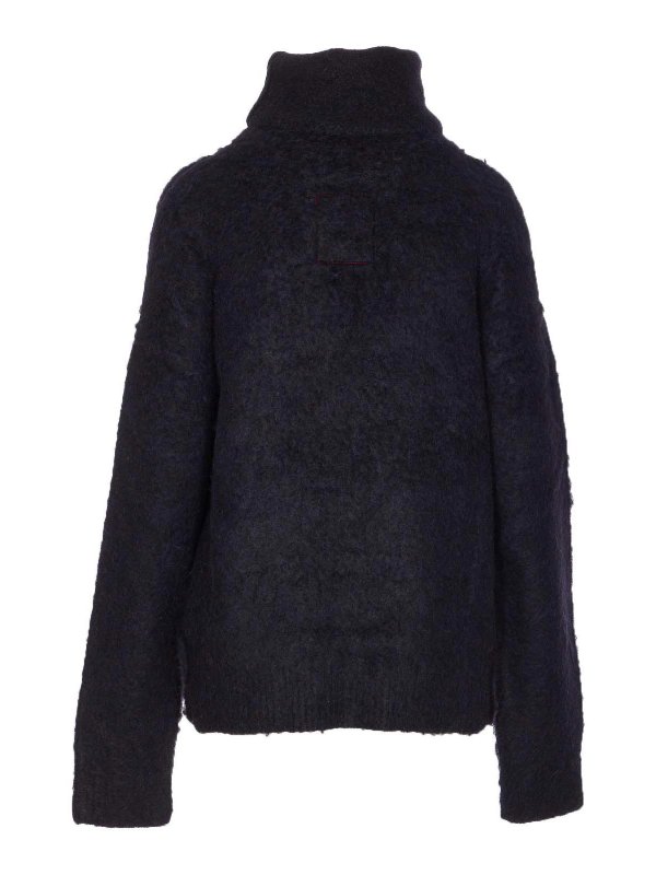 UMA WANG: crew necks online - Black High Neck Sweater