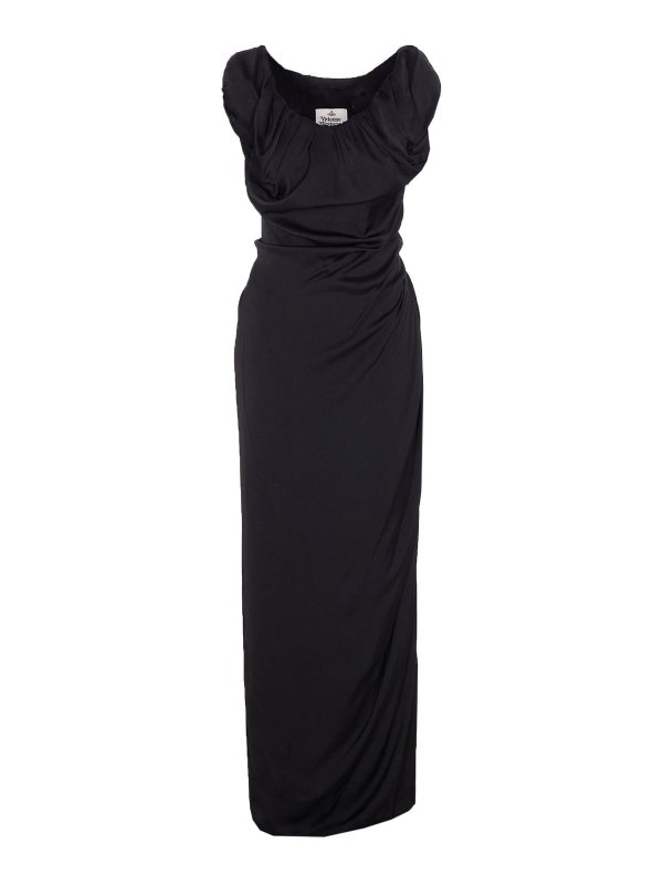 VIVIENNE WESTWOOD: maxi dresses - Black Long Ginnie Amber Long Dress