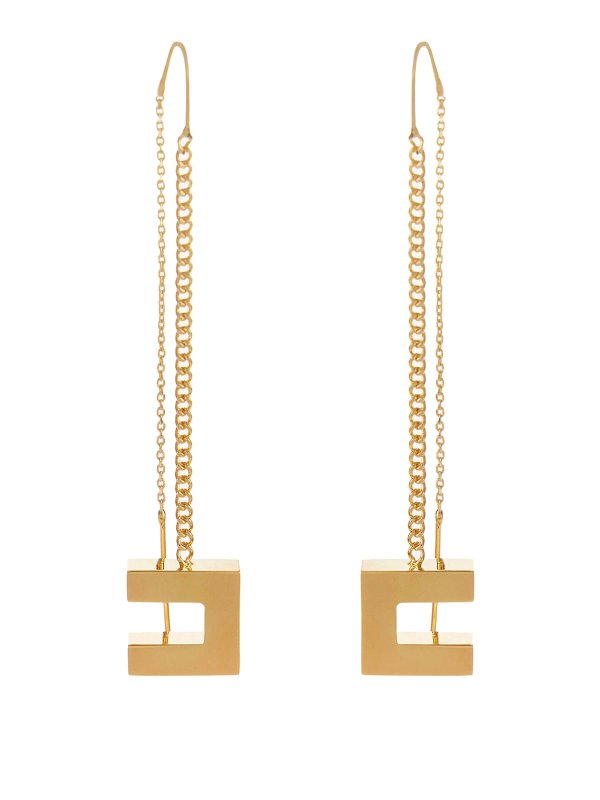 ELISABETTA FRANCHI: Earrings - Gold Logo Earrings