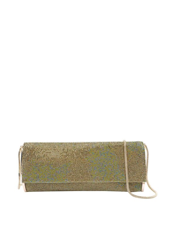 BENEDETTA BRUZZICHES: cross body bags - Green Kate Crystals Crossbody Bag