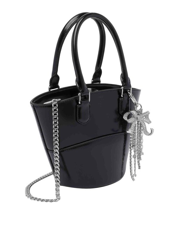 Self Portrait: cross body bags online - Black Charm Tote Bag