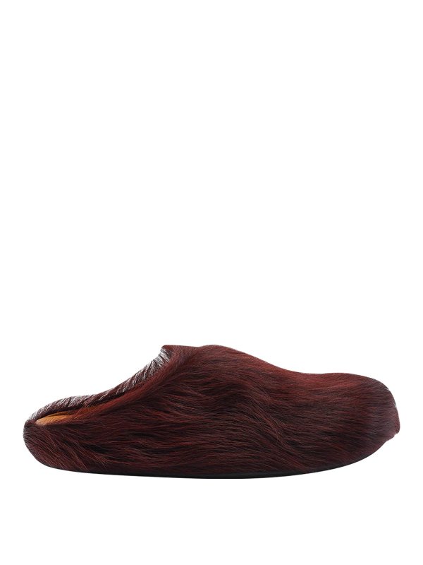 Marni: mules shoes - Red Long Hair Sabot Fussbet