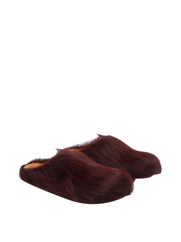 Marni: mules shoes online - Red Long Hair Sabot Fussbet