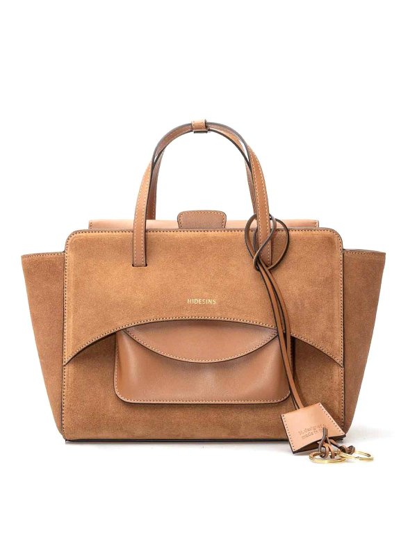 HIDESINS: cross body bags - Flap Muette Bag Cognac