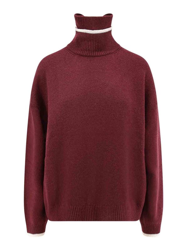 BRUNELLO CUCINELLI: Col roulé & Col polo - Pull Col Roulé - Bordeaux