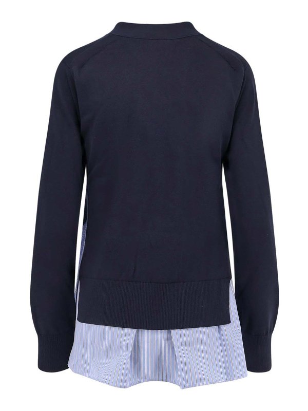 Sacai: cardigans online - Cotton cardigan with mesh inserts