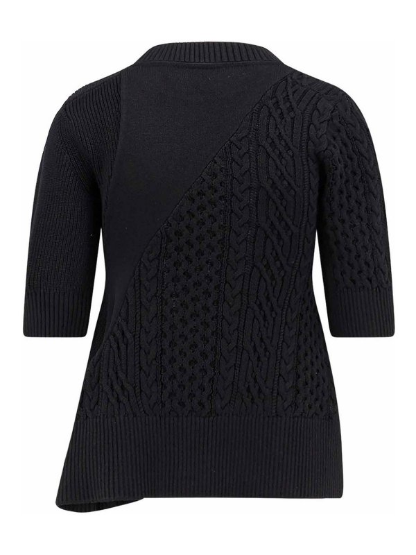 Sacai: Escotes barcos online - Suéter Con Escote Barco - Negro