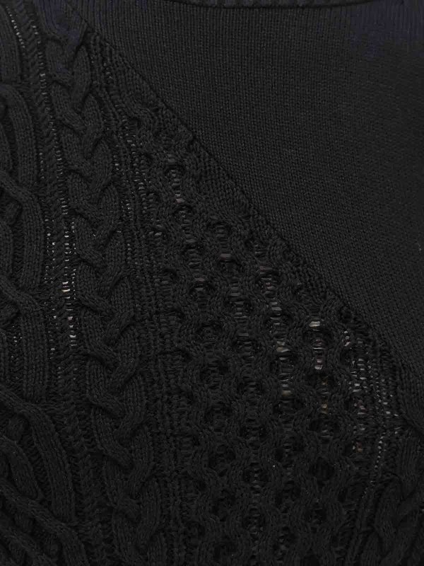 The Best Shops Sacai: Escotes barcos - Suéter Con Escote Barco - Negro