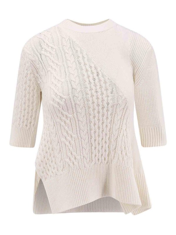 Sacai: boat necks - Asymmetrical jersey in cotton mixed