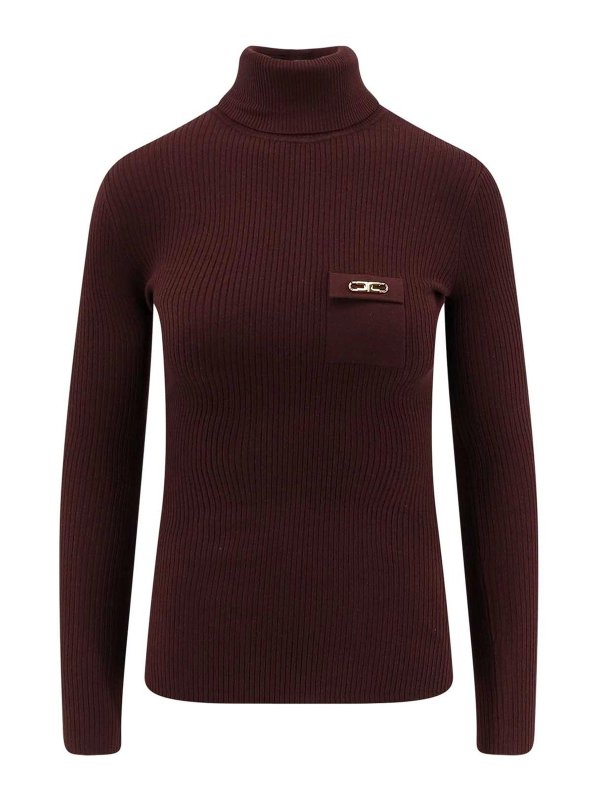 ELISABETTA FRANCHI: Turtlenecks & Polo necks - Ribbed turtleneck