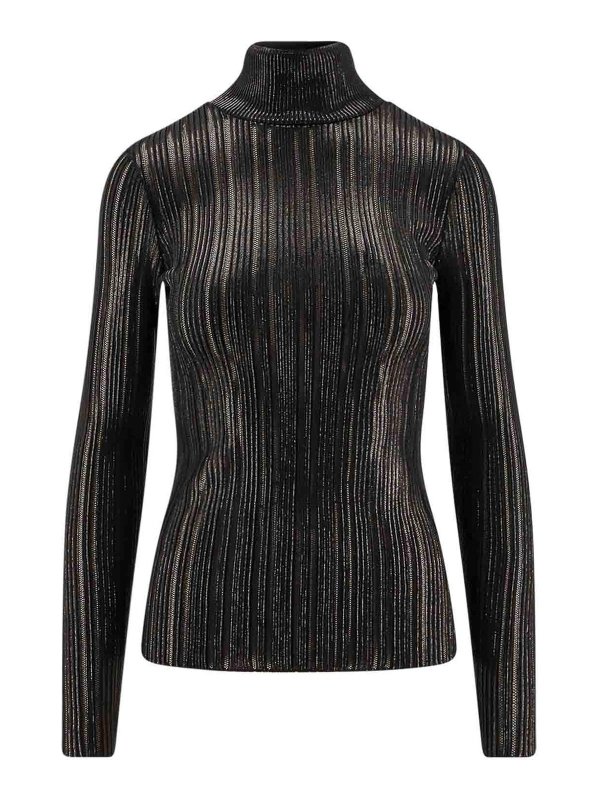 ELISABETTA FRANCHI: boat necks - High neck shirt in metal fabric