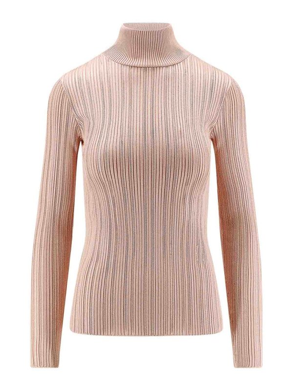 ELISABETTA FRANCHI: boat necks - High neck shirt in metallic fabric