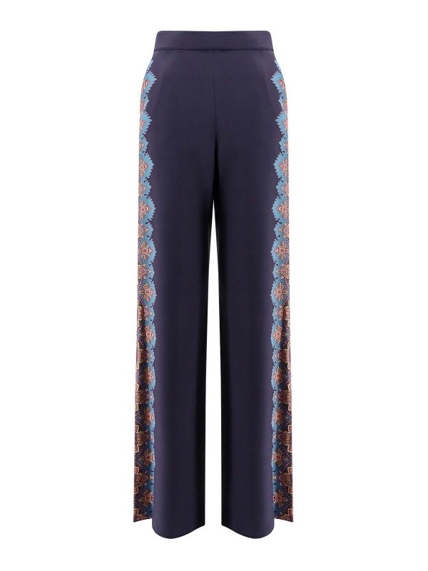 ETRO: casual trousers - Silk pants with floral print
