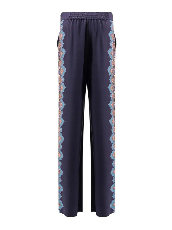 ETRO: casual trousers online - Silk pants with floral print