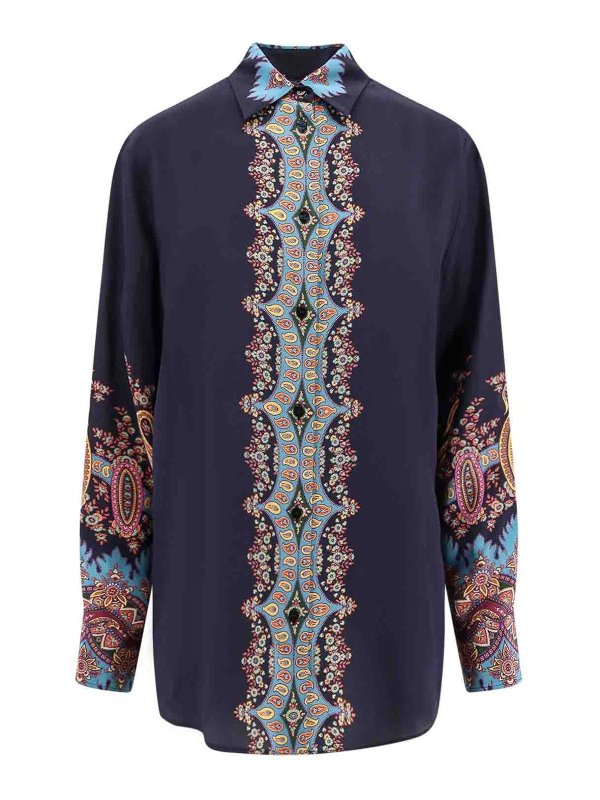 ETRO: shirts - Silk shirt with floral print