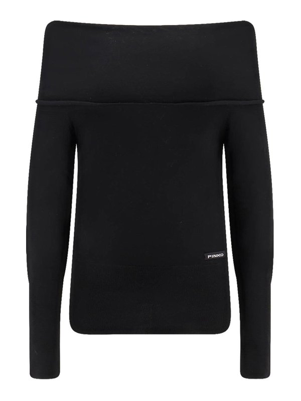 Pinko: U-Boot-Ausschnitt - U-Boot-Pullover - Schwarz