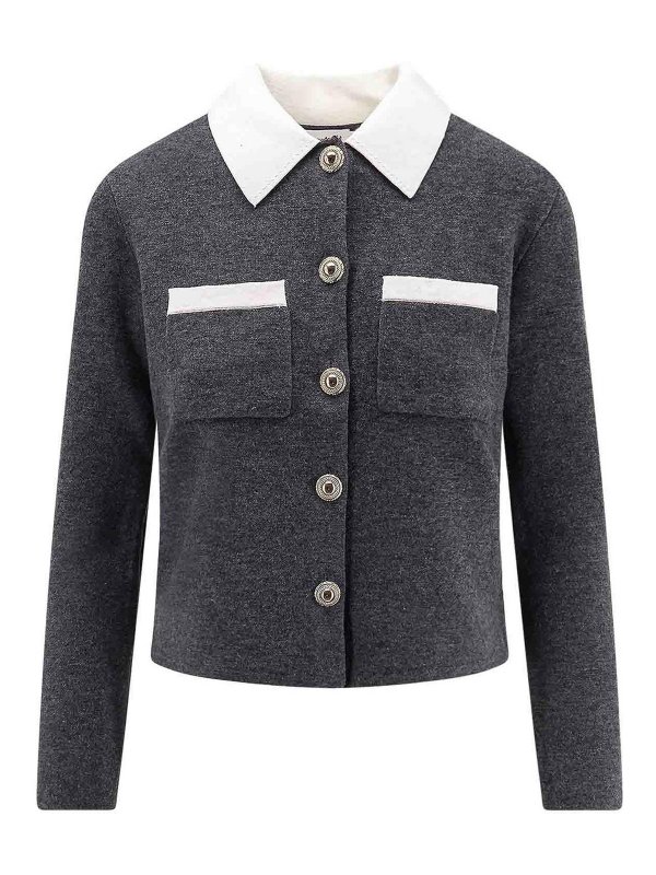Self Portrait: cardigans - Cardigan in wool with contrasting collar