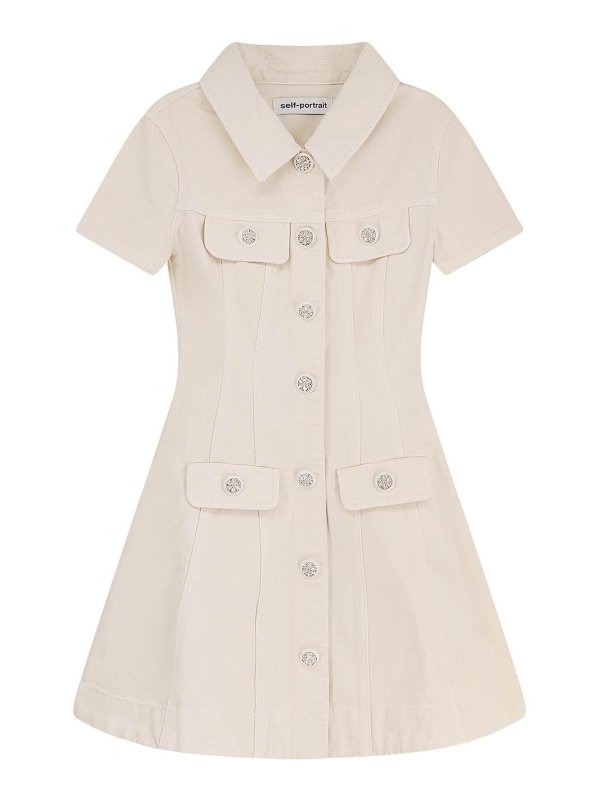 Self Portrait: abiti corti - Vestito Corto in denim
