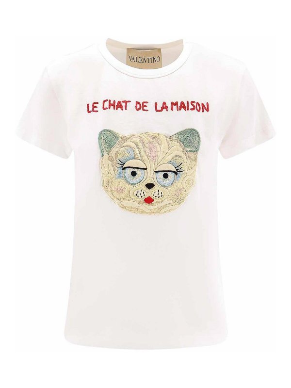 VALENTINO: t-shirts - T-Shirt In Jersey Le Chat De La Maison