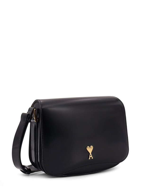 The Best Shops AMI PARIS: cross body bags - Leather shoulder bag with logo monogram