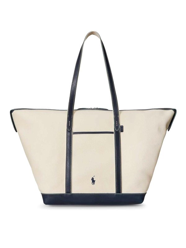 POLO RALPH LAUREN: cross body bags - Canvas travel bag with leather profiles