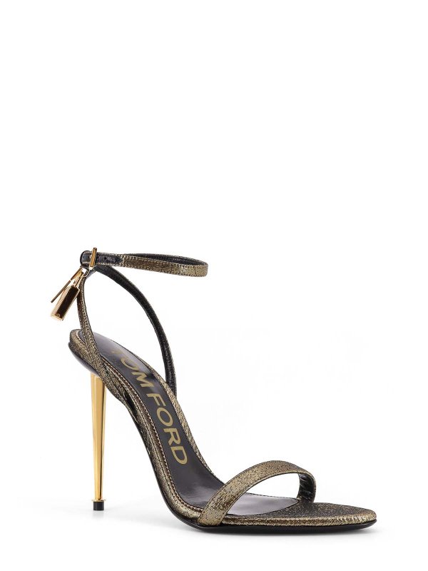 TOM FORD: sandals online - Logato Loggato Laminated Leather Sandals