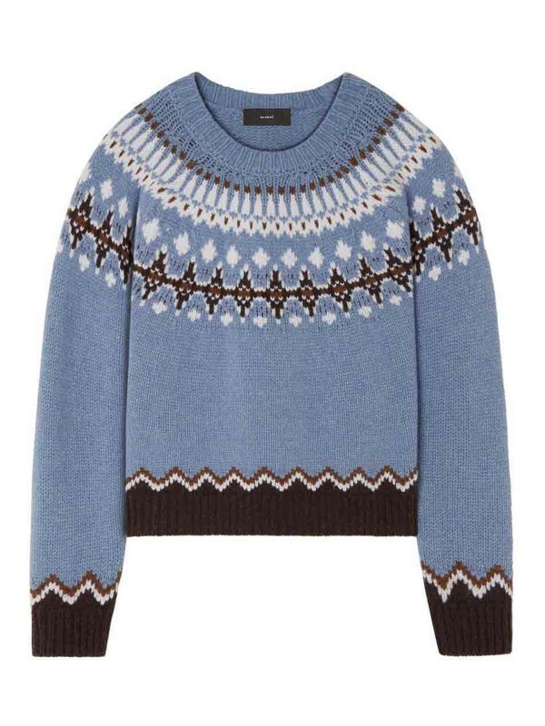 ALANUI: Strickpullover mit Rundhalsausschnitt - Rundhalspullover - Blau