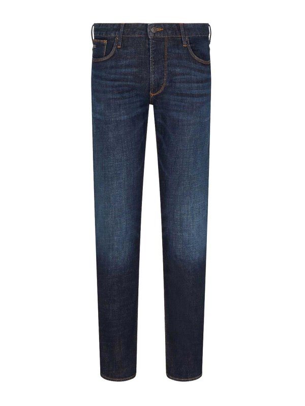 EMPORIO ARMANI: jeans bootcut - Jeans di cotone in denim
