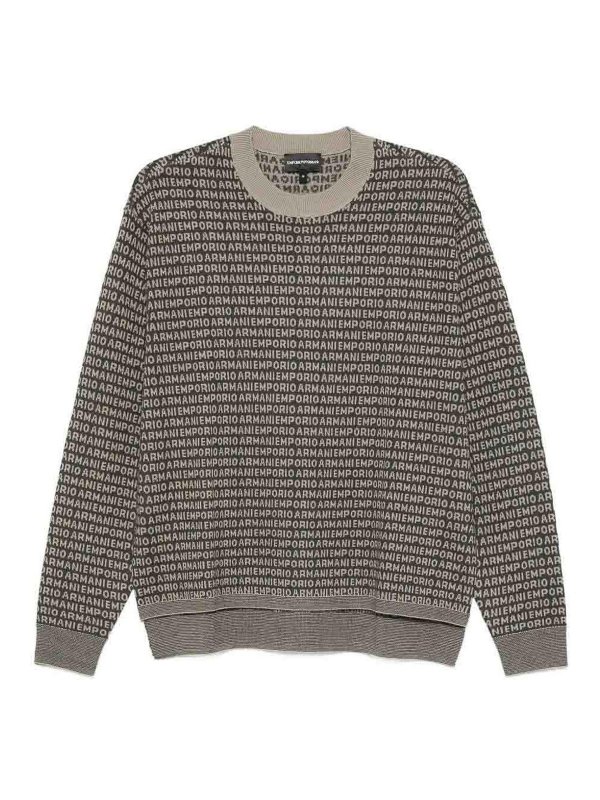 EMPORIO ARMANI: Strickpullover mit Rundhalsausschnitt - Rundhalspullover - Grün