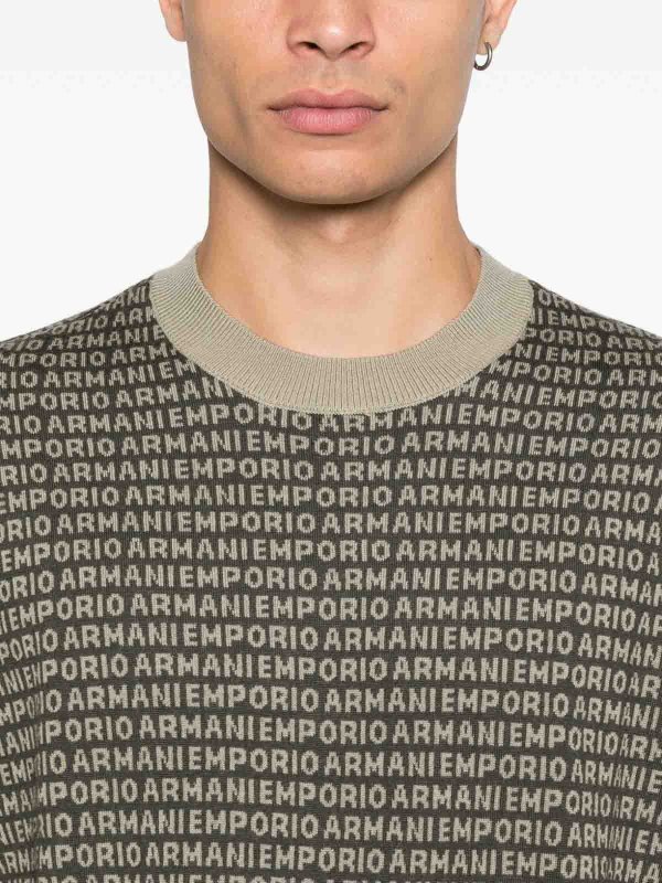 EMPORIO ARMANI: Strickpullover mit Rundhalsausschnitt online - Rundhalspullover - Grün