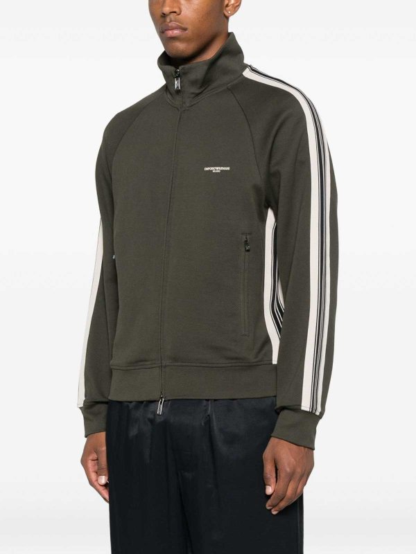 The Best Shops EMPORIO ARMANI: Sweatshirts & Sweaters - Logo Cotton Zipped Sweatshirt