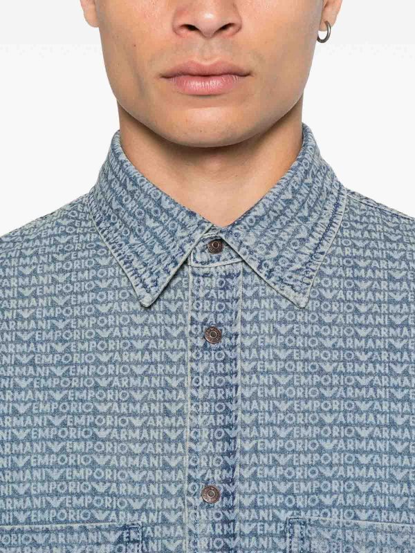 EMPORIO ARMANI: shirts online - Denim Cotton Shirt