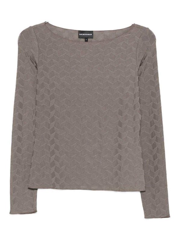 EMPORIO ARMANI: Strickpullover mit Rundhalsausschnitt - Rundhalspullover - Grau