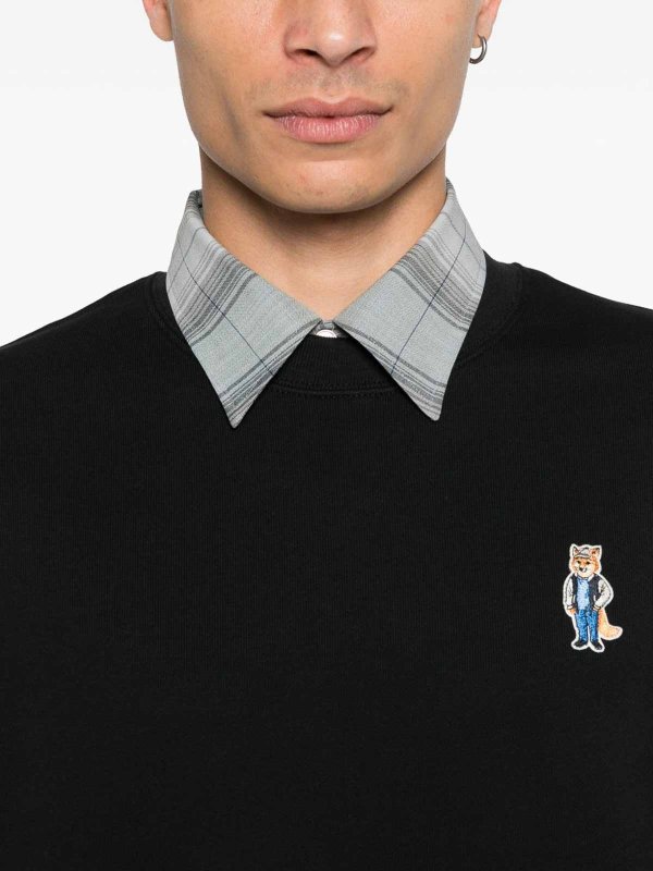 The Best Shops MAISON KITSUNÉ: crew necks - Dressed Fox Cotton Crewneck Sweatshirt