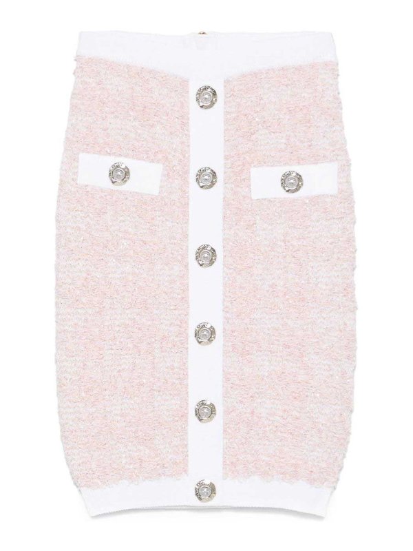 Balmain: ニーレングススカート＆ミディ丈 - 膝丈/ミディスカート - ヌードカラー