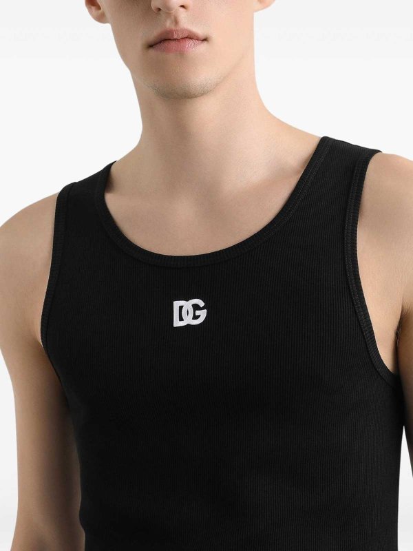 The Best Shops DOLCE & GABBANA: Tops & Tank tops - Logo Cotton Tank Top