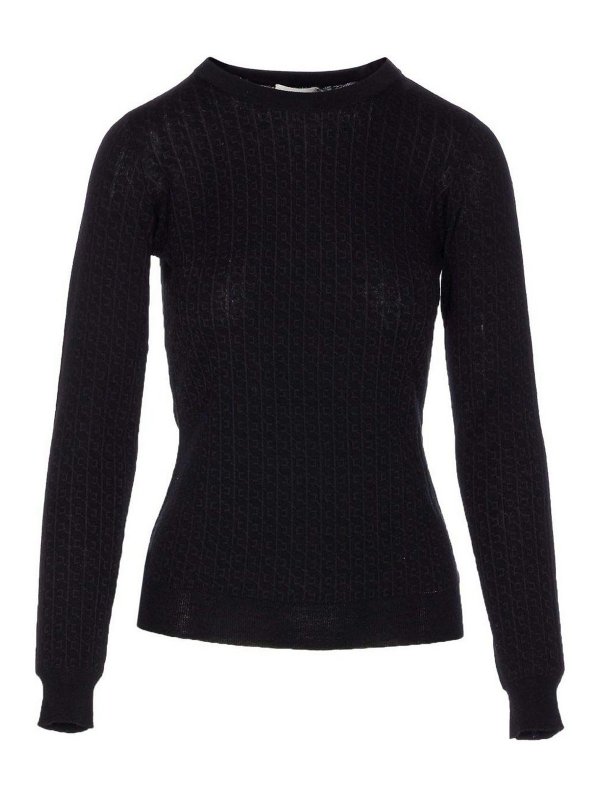ELISABETTA FRANCHI: Strickpullover mit Rundhalsausschnitt - Rundhalspullover - Schwarz
