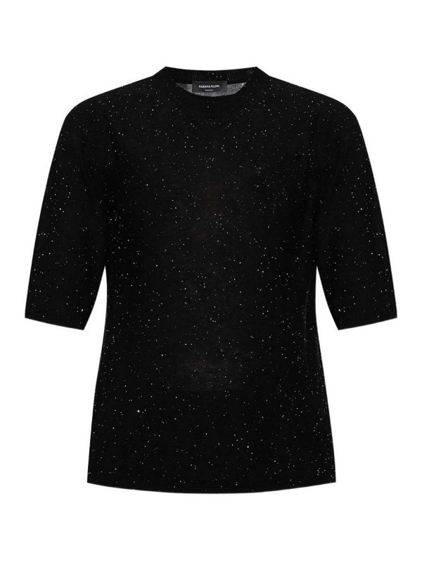 FABIANA FILIPPI: Suéteres con cuello pico - Suéter Cuello Redondo - Negro