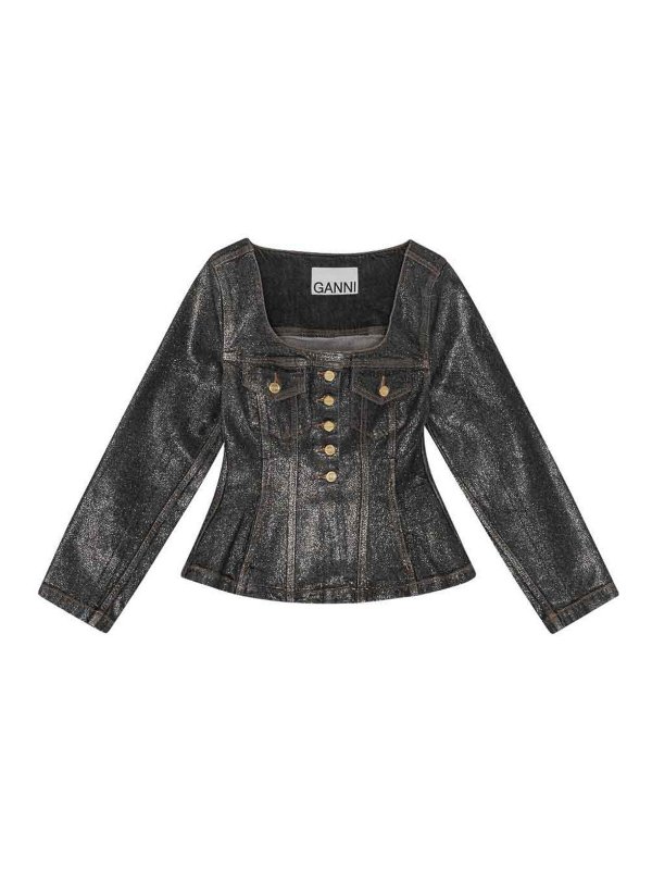 GANNI: カジュアルジャケット - カジュアルジャケット - 黒