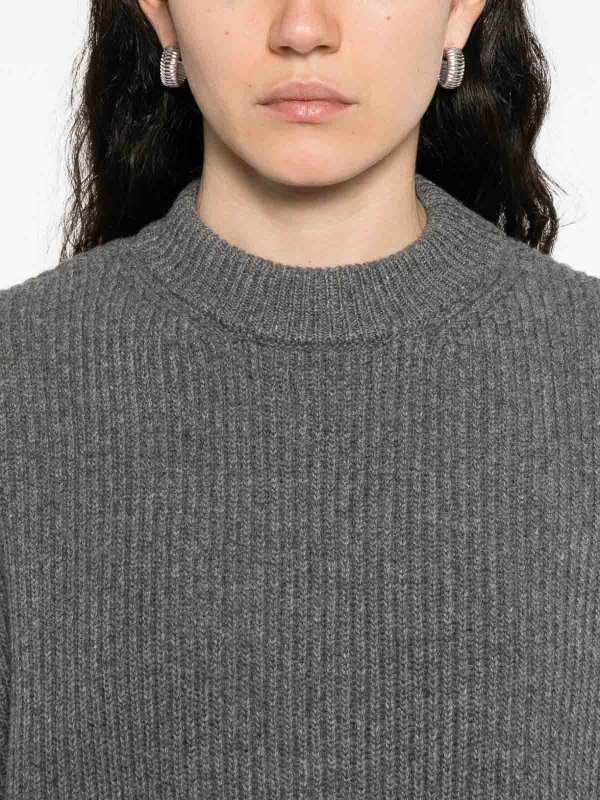 The Best Shops JIL SANDER: Suéteres con cuello pico - Suéter Cuello Redondo - Gris