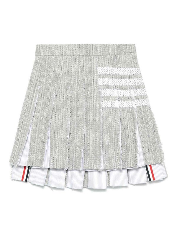 THOM BROWNE: Knee length skirts & Midi - 4Bar Cotton Blend Skirt