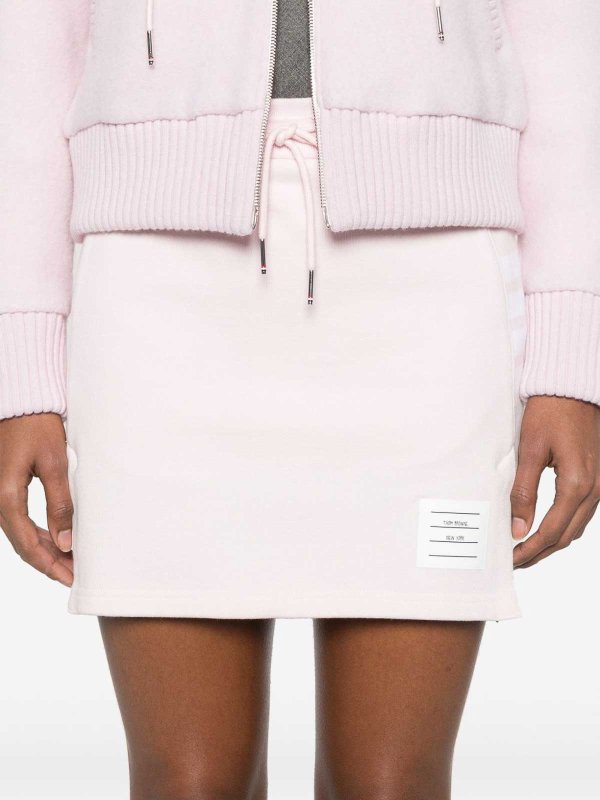 The Best Shops THOM BROWNE: Knee length skirts & Midi - 4Bar Cotton Mini Skirt