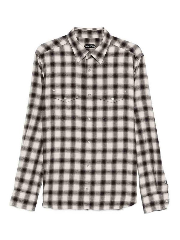 TOM FORD: shirts - Cotton Blend Checked Shirt